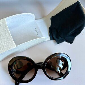 Prada Round Baroque Sunglasses in Havana